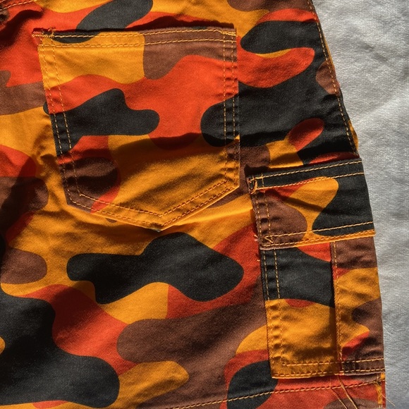 Orange multi colored army camo mini skirt - Picture 3 of 5